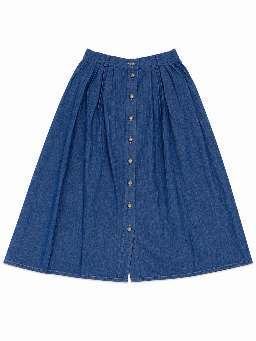 Koret City Blues Women’s Medium Blue Denim Button Front A-Line Midi Skirt